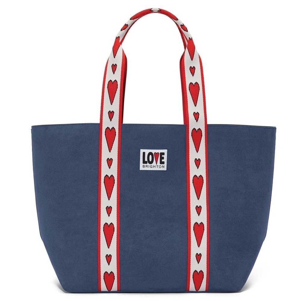 BRIGHTON 💙❤️Velveteen Love Tote❤️💙 HEART-ACCENTED STRAPS LARGE BAG 🌟NWT🌟
